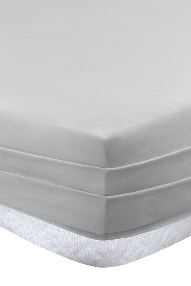 Softy Tek Kişilik %100 Pamuk Lastikli Penye Çarşaf - Gri - 3