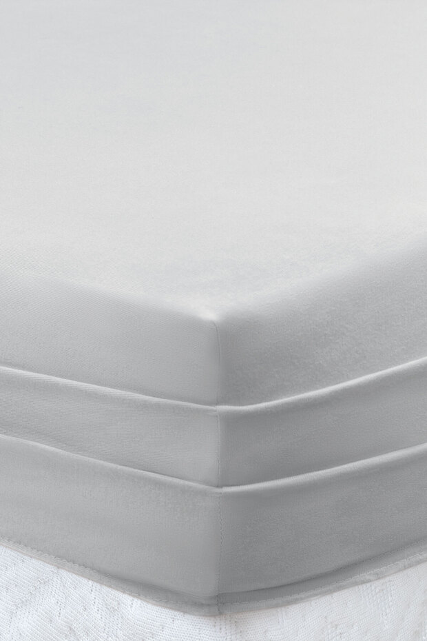 Softy Tek Kişilik %100 Pamuk Lastikli Penye Çarşaf - Gri - 2