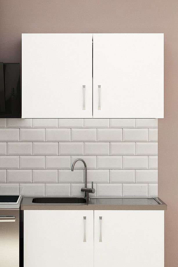100 cm Mini Mutfak Üst Modül Dolabı Modern Duvara Monte Dolap - 6