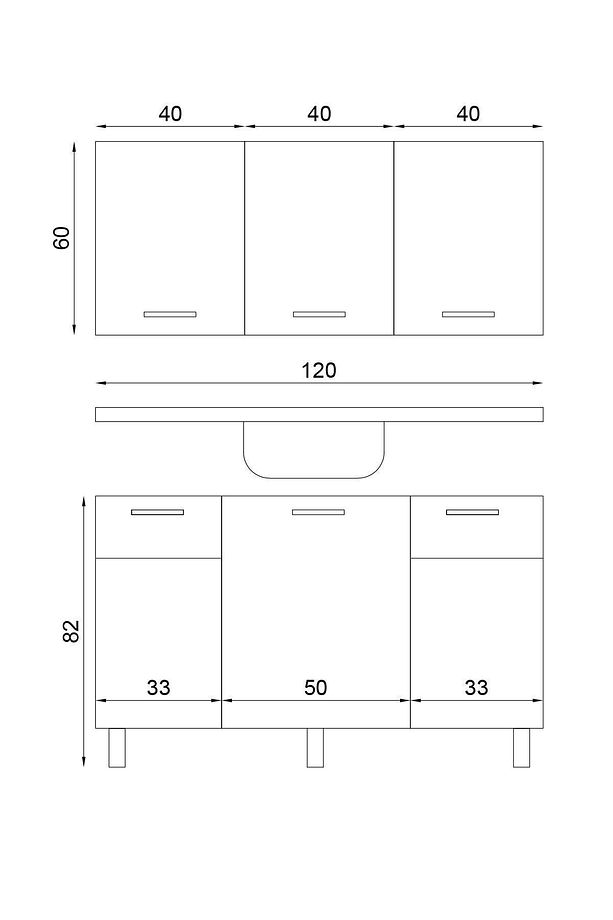 120 cm Panovit Mini Evyeli Mutfak Beyaz Modern Mutfak Ünitesi Çelik Evyeli Mutfak Dolabı Seti - 8