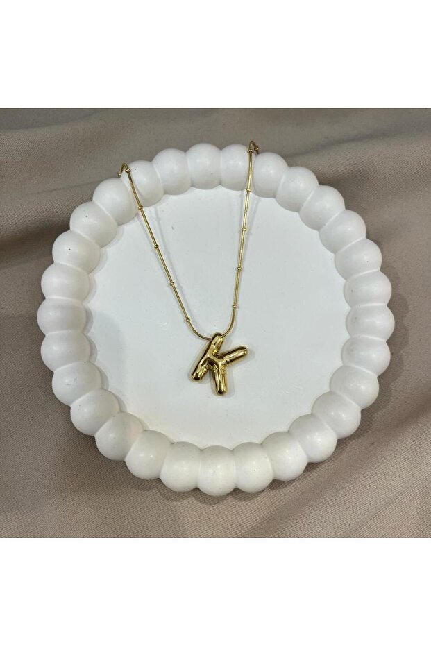 Steel Huge Balloon Letter Necklace