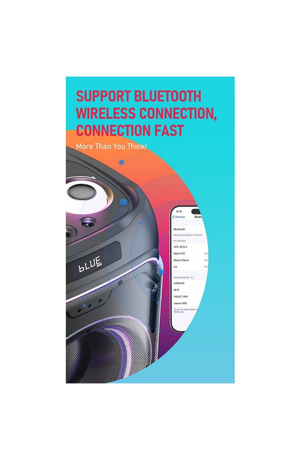 Taşınabilir RGB Bluetooth USB SD TWS Parti Karaoke Microfon Hoparlör SesBombası 2x10inc 100wMaxPower - 7