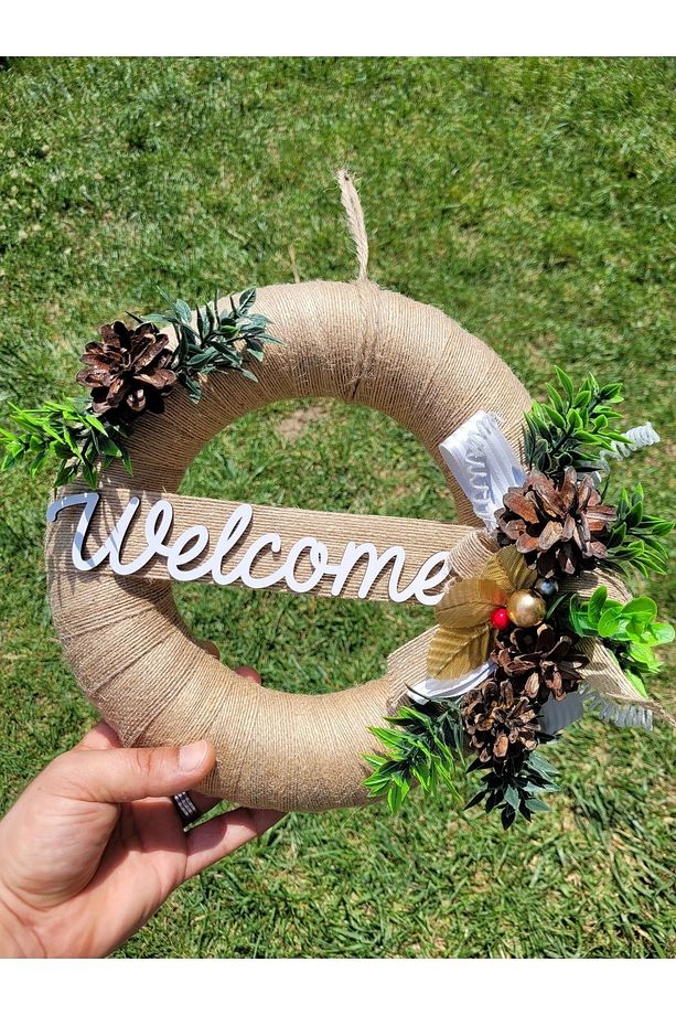Jute Model Hasır Kapı Süsü Çelengi 36 Cm - 6