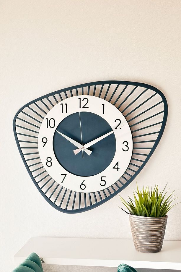 Dekoratif Yeni Modern Bellatrix Antrasit Gri Ahşap Duvar Saati 48 cm - 3