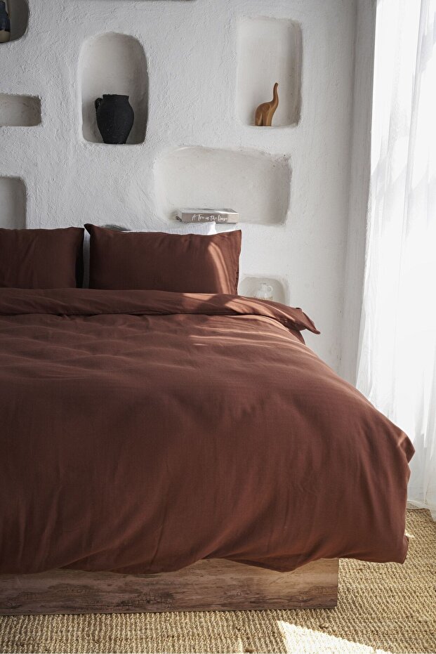 MUSLIN NEVRESIM SET DOUBLE PERSON BROWN