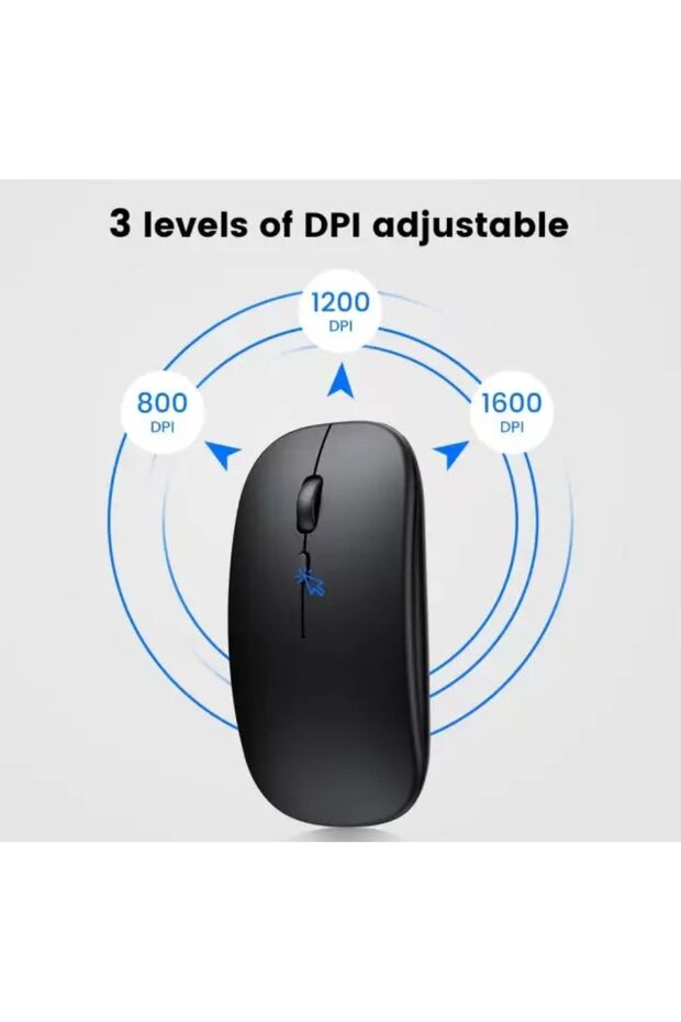 ŞARJLI MOUSE 2.4GHZ USB WİRELESS VE BLUETOOTH LU SESSİZ MAT SİYAH - 5