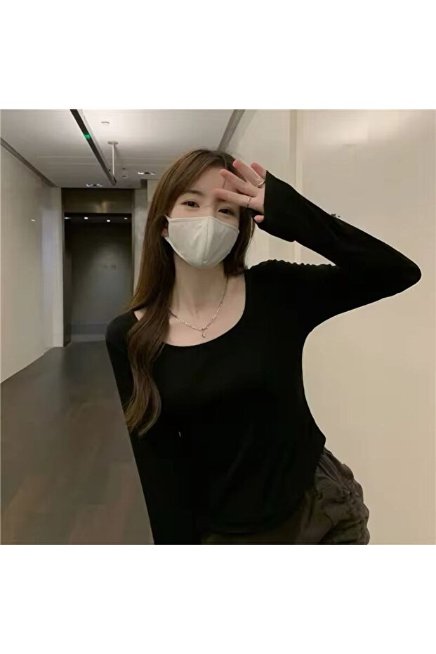 Siyah Basic Uzun Kollu Body - 4