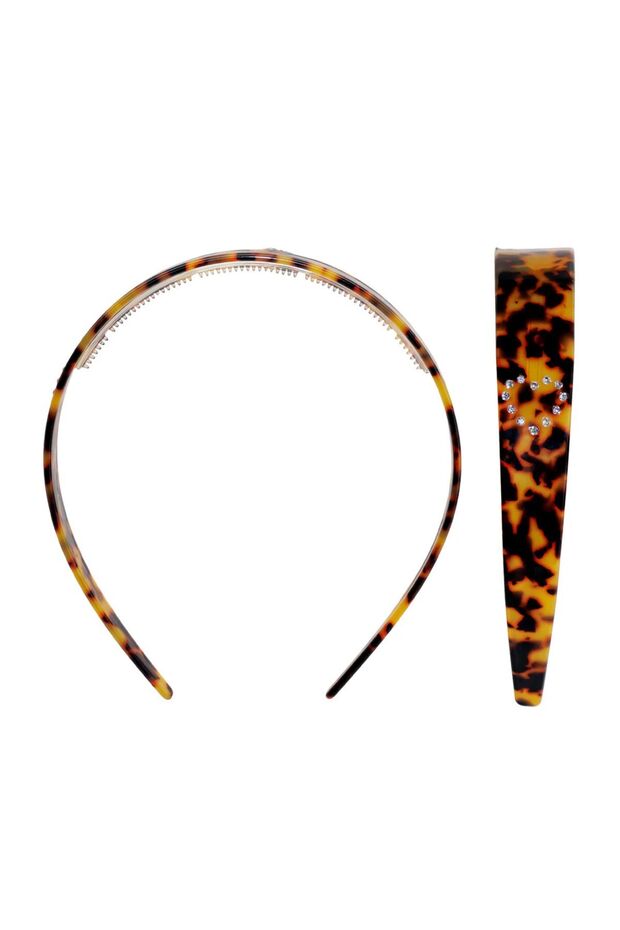 Leopard Patterned Crystal Stone Acetate Crown - 1