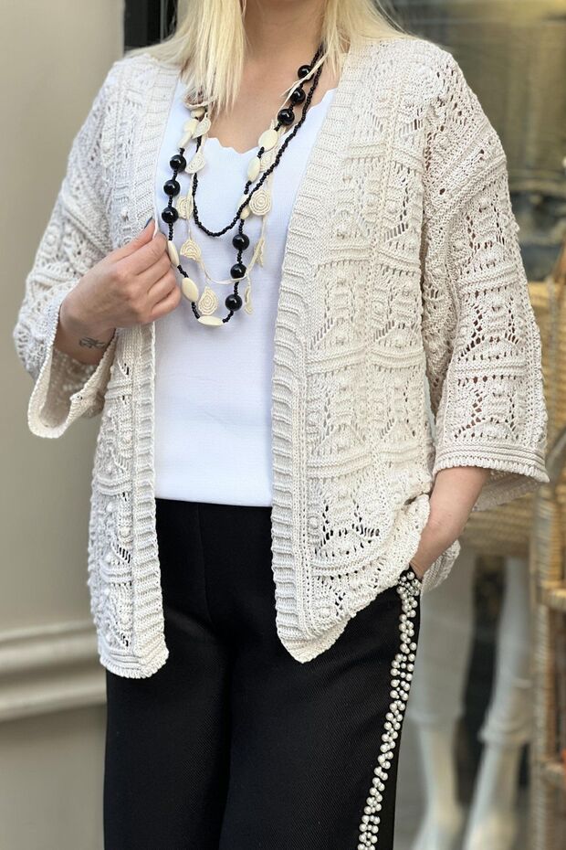 Women's Openwork Seasonal Knitwear Shawl Cardigan