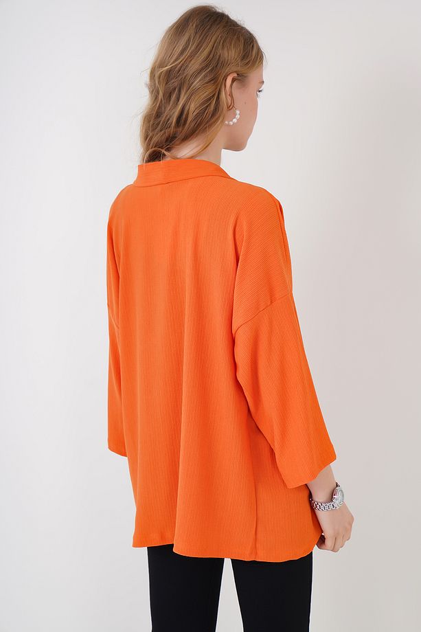 5862 Örme Kimono - Turuncu - 5