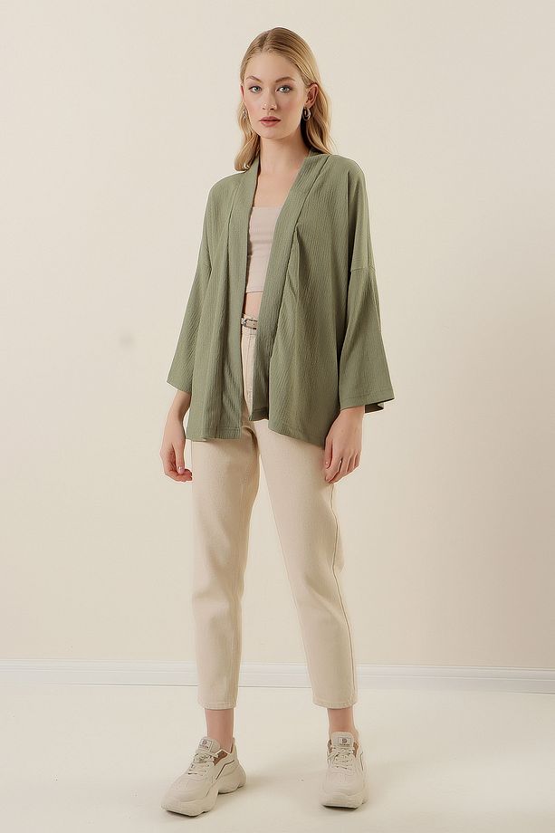 5862 Örme Kimono - Çağla - 2