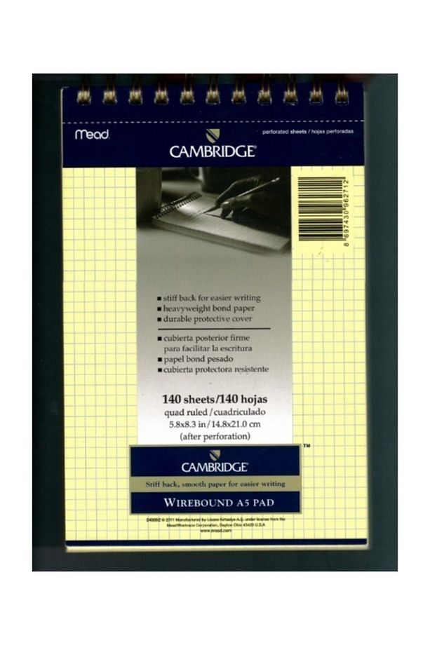 A5 140 Yaprak Kareli Defter - Sarı - 1