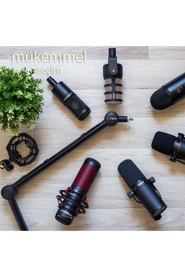 Mikrofon Tutucu Stand - Yayın Ve Podcast Için Ayarlanabilir 360° Mikrofon Kolu Boom Arm - Hero - 5