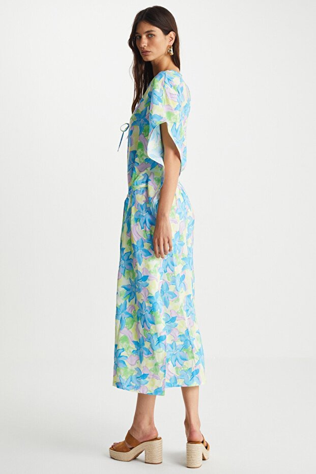 Desenli Modal Elbise - 5