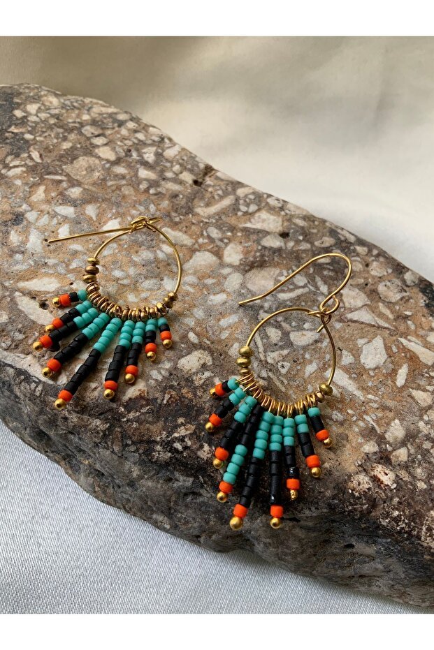 Afghan beads, women's, handmade, authentic, ethnic bohemian, colorful earrings.