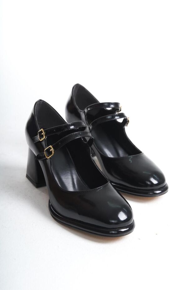 Platformlu topuklu Stiletto siyah rugan - 4