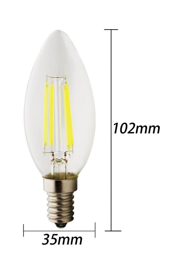 Şeffaf Cam Rustik 4w C35 Mum Tipi Led Filament Ampul E14 Sarı Işık Dekoratif Vintage Aydınlatma - 2