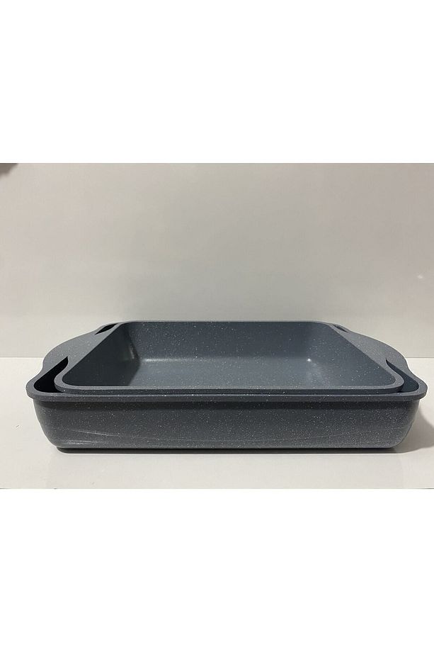 Granit Döküm 2'li Kare Fırın Tepsi/ Gri - 1