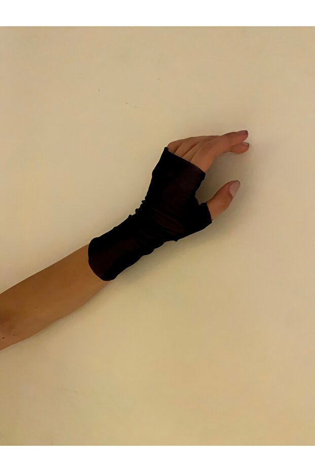 siyah kısa tül eldiven - 2