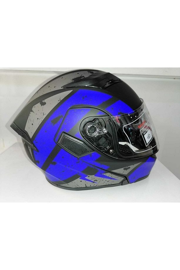 Jk 902 Mat Mavi Mat Siyah Çene Açılır Kask - 4