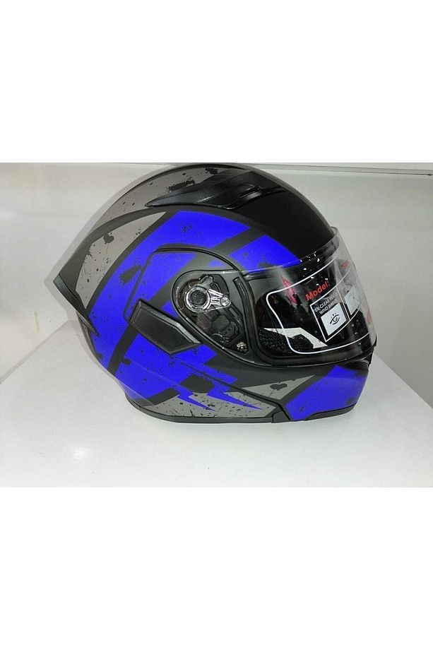 Jk 902 Mat Mavi Mat Siyah Çene Açılır Kask - 1
