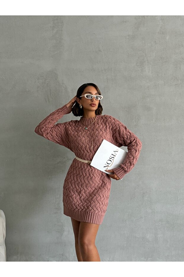 Cross Braided Casual Knitwear Tunic