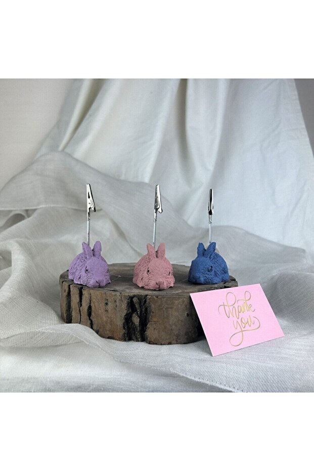 Rabbit 3-Piece Note Holder Set ( Grey Blue - Antique Pink - Purple ), Photo Holder