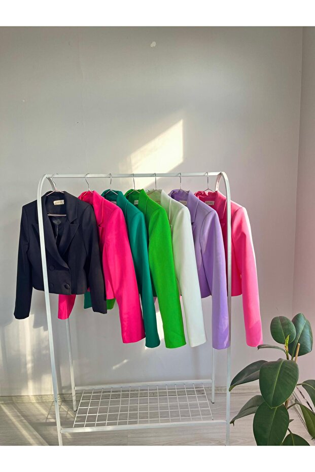 Lined Kruvaze Crop Blazer Jacket - 4