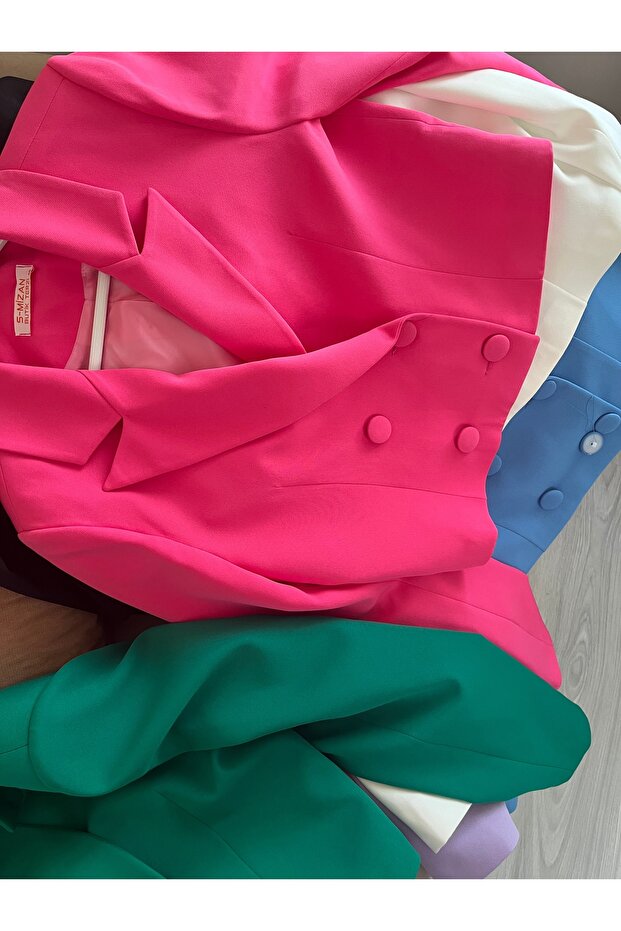 Lined Kruvaze Crop Blazer Jacket - 3