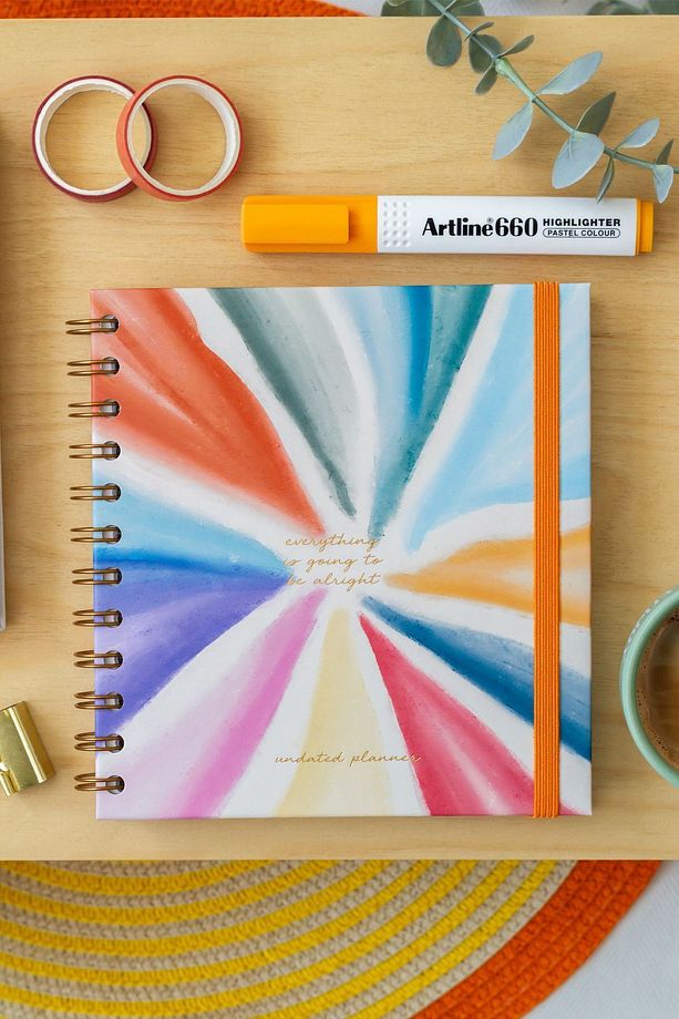 15x15 cm Kare 2'li Set Spiralli Süresiz Planlayıcı Ajanda ve Defter - 4