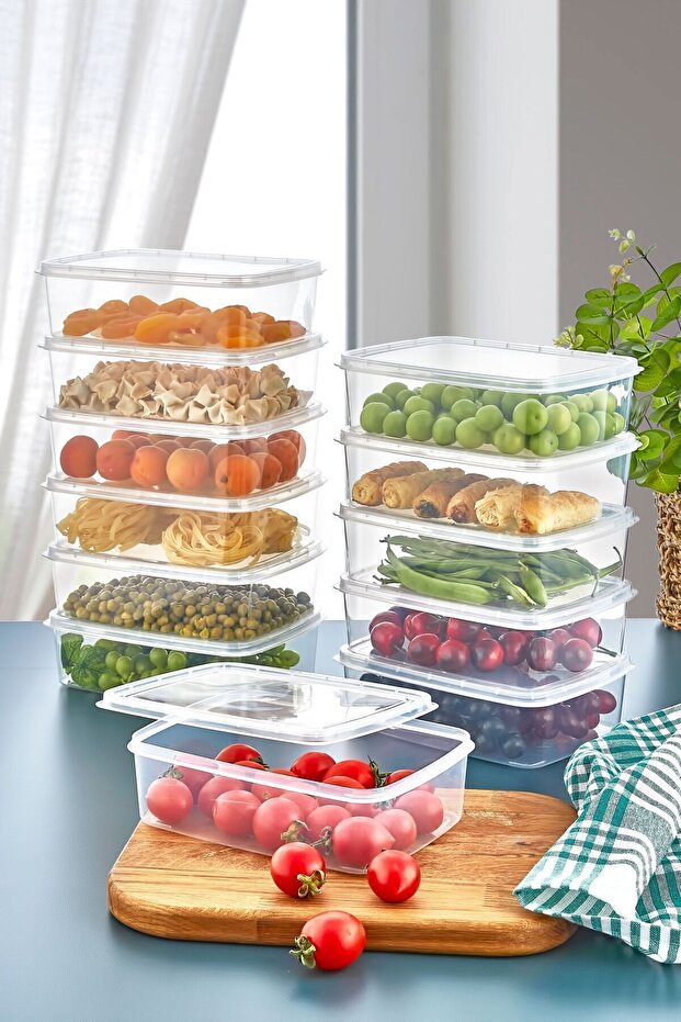 Li̇v Home 12 Pieces 1.35 Lt Frozen Food Storage Container for Meat and Vegetables - Portion Freezer Meat Box