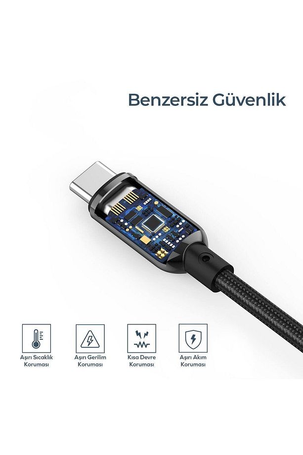 By Deji Dijital Göstergeli 100w Süper Hızlı Örgülü Type C To Type C Şarj Kablosu 1.2 Metre - 4