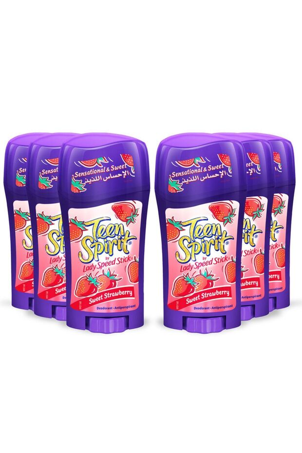 Ladyspeedstick Purple Teen Spirit Sweet Strawberry Antiperspirant Deo 65g, Value Pack, 2 Pack X3