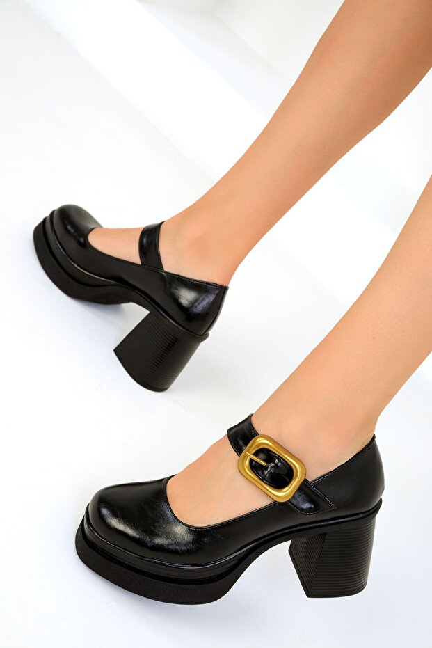 Black Women's Classic Heeled Shoes 19542