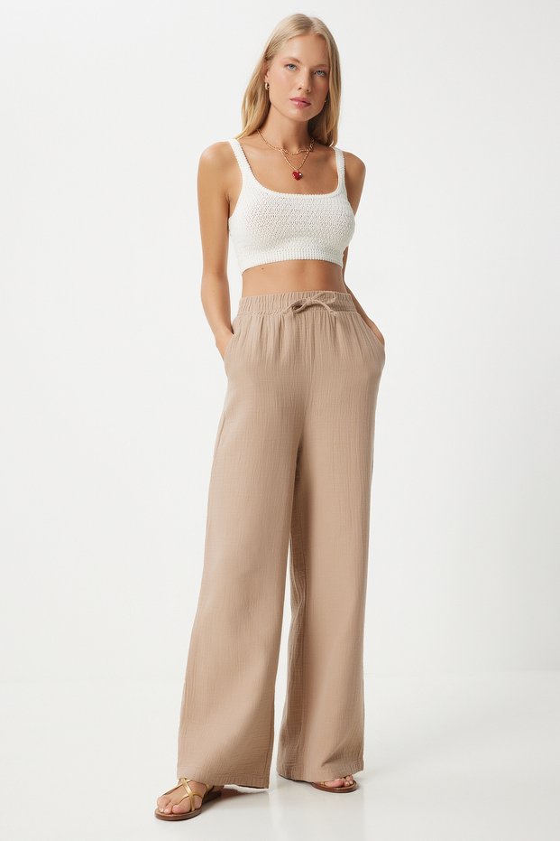 Women's Biscuit Muslin Palazzo Trousers Mx00160