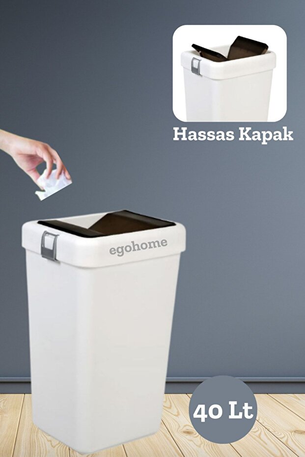 Mote White 40 Lt Trash Can Sensitive Lid Trash Can Practical Lid - 1