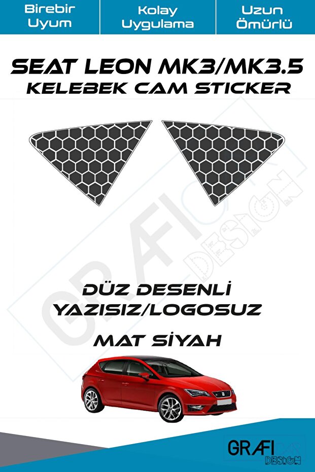 مجموعة ملصقات زجاج السيارة المتوافقة مع سيات ليون Mk3/mk3,5 - بدون شعار