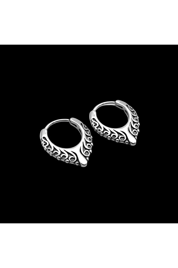 Gothic 316L Drop Pattern Vintage Hoop - Non Tarnish and Stainless Steel Earrings