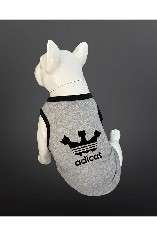 Kedi & Köpek Kıyafeti Elbiseleri Atlet - Adicat Baskılı Gri Atlet - 1
