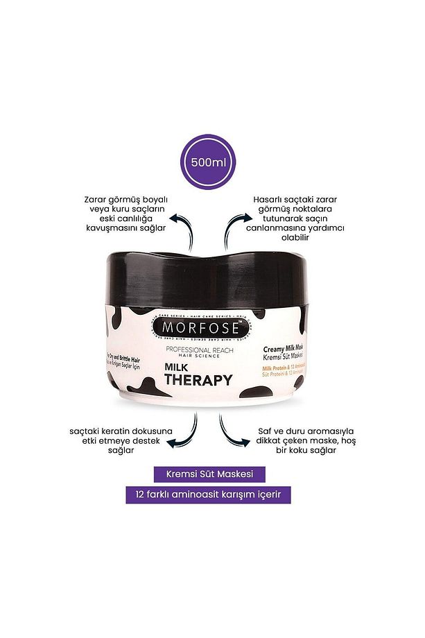 Milk Therapy Maske 500Ml+ Parfüm + Fön Suyu 240ml+ Şampuan 1000ml+ Kuru Şampuan + Sprey 75ml+ Tarak - 2