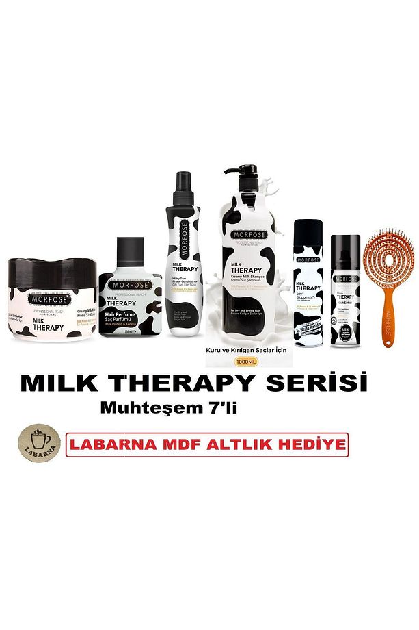 Milk Therapy Maske 500Ml+ Parfüm + Fön Suyu 240ml+ Şampuan 1000ml+ Kuru Şampuan + Sprey 75ml+ Tarak - 1