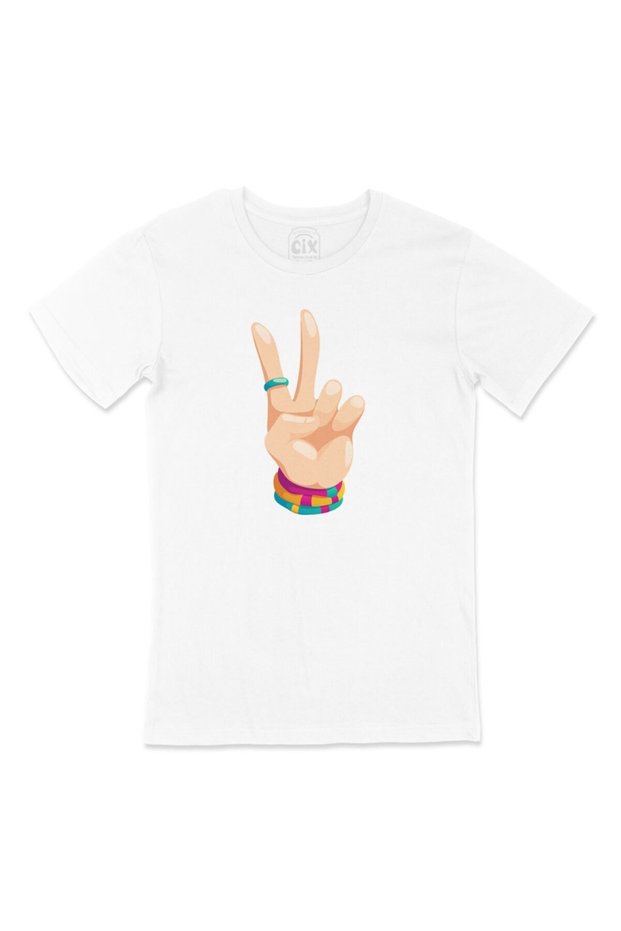 Victory Sign Patterned T-Shirt