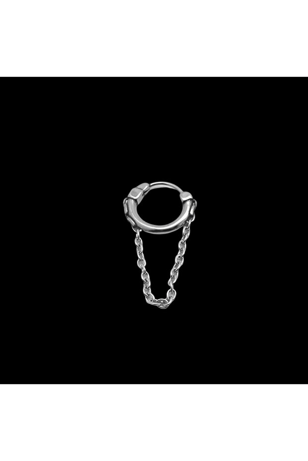 Fine Design Dangle Gothic Hoop with Chain Accessory Anti Tarnish & Stainless 316L Steel Earrings