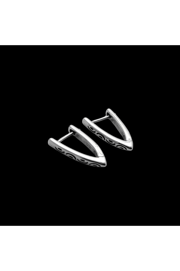 Small Size Antique Triangle Tribal Pattern Vintage Tarnish-Free & Rust-Proof 316L Steel Earrings