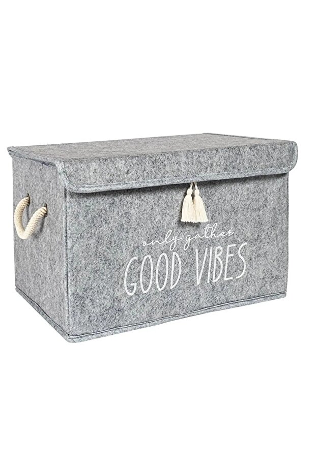 1 ad Keçe Kapaklı Kirli Çamaşır Sepeti 1 ad Mini Saklama Kutusu 2'li Set - 5