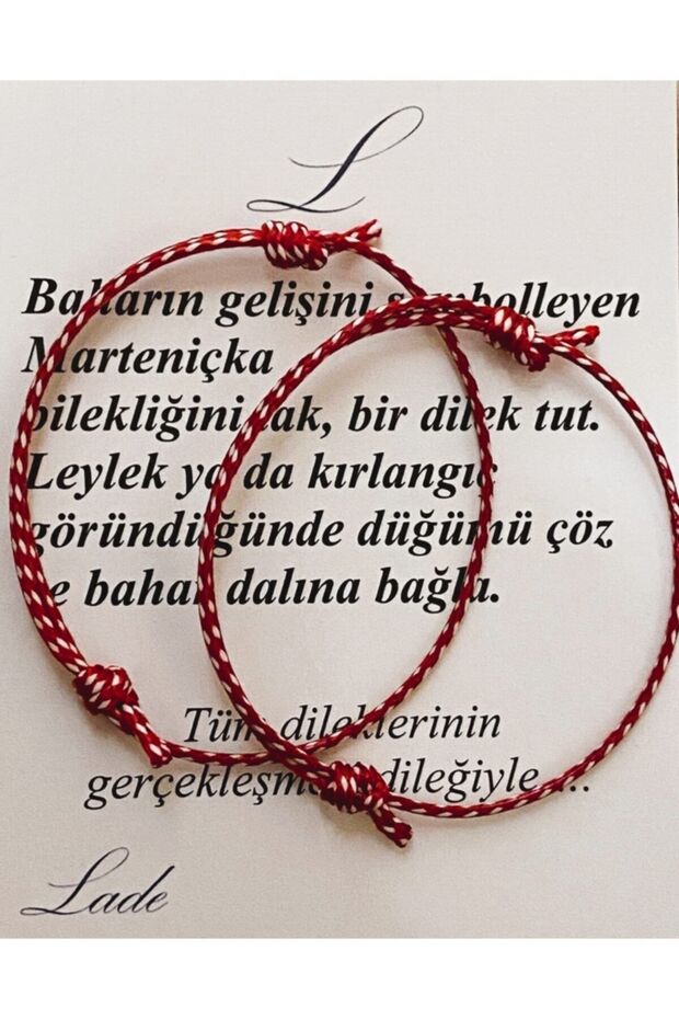 Marteniçka Red and White Wish Thread Bracelet 2-Piece