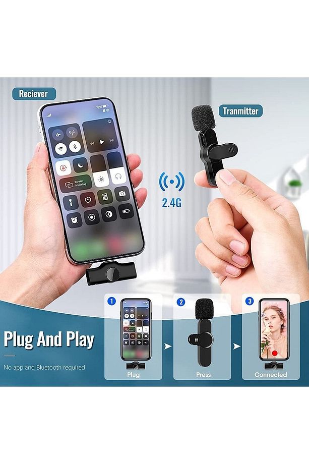 Lightning Girişli Iphone Uyumlu Ikili Kablosuz Yaka Mikrofonu Youtube Facebook Tiktok Vlog - 5