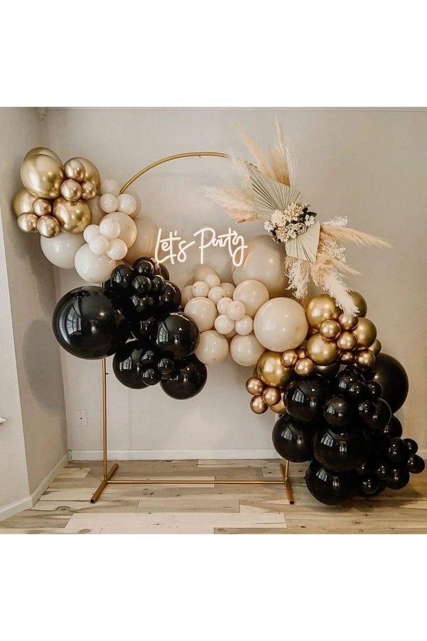 Black Beige Gold Chrome Balloon Set