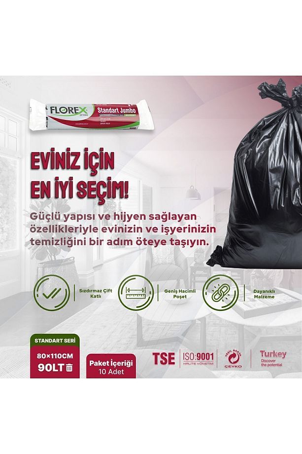 Standart Jumbo Boy Siyah Çöp Poşeti X 5 Rulo - 2