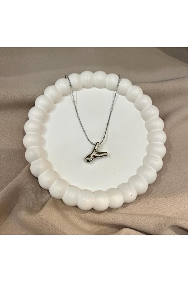 Steel Huge Balloon Letter Necklace